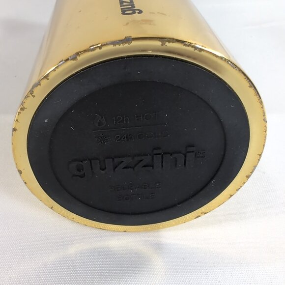 Guzzini Gold Metal Water Bottle Travel 12h Hot 24h Cold 500ml Thermo Reuseable - Picture 9 of 16